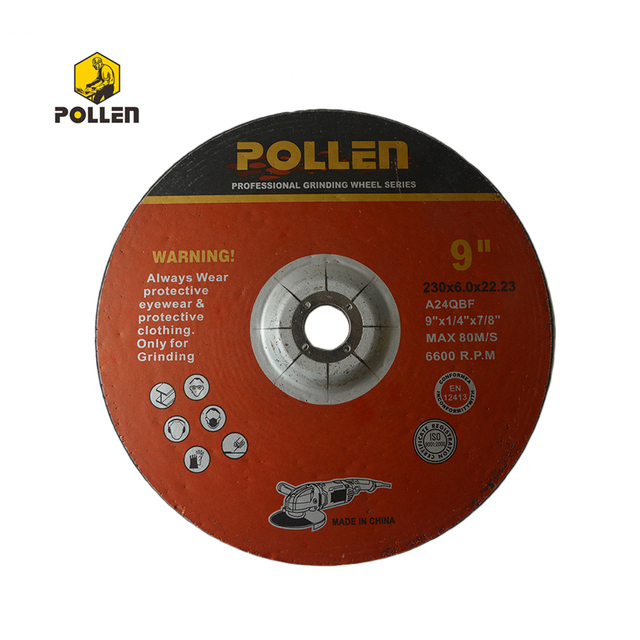 9Inch, Pollen Hubbed Grinding Disc, 5/8"-11 Arbor Hole, 24 Grit,10Pack